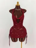 Sexy Backless Halterneck Top Bikini Skirt Three Piece Set GXIY-K25L1928