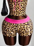 Leopard Print V Neck Backless Two Piece Shorts Set GXIY-K26L2219