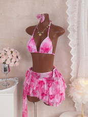 Sexy Print Tie Up Bikinis 3 Piece Swimsuit GXIY-K26L2140