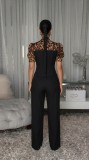 Leopard Patchwork Tie Up Jumpsuit OSM-4497