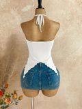 Solid Color Halterneck Mesh Tank Top GXIY-K26L2270