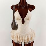 Solid Color Lace Backless Patchwork Romper GXIY-K26L2280