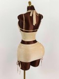 Sexy Backless Halterneck Top Bikini Skirt Three Piece Set GXIY-K25L1928