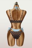 Polka Dot Print Contrast Color Bikinis Swimsuit YWXS-K26L2139