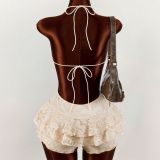 Solid Color Lace Backless Patchwork Romper GXIY-K26L2280