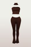 Solid Color Wrap Chest Top Two Piece Pants Set YWXS-K25L1756