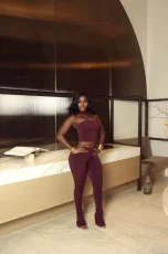 Solid Color Wrap Chest Top Two Piece Pants Set YWXS-K25L1756