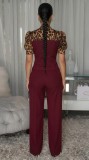 Leopard Patchwork Tie Up Jumpsuit OSM-4497