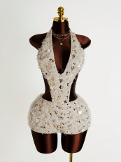 Sexy Sequin Backless Romper GXIY-K26L2109