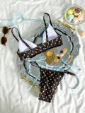 Polka Dot Print Contrast Color Bikinis Swimsuit YWXS-K26L2139