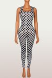Polka Dots Print Square Neck Jumpsuit YWXS-K26L2360