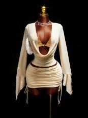 Solid Color Bikini+Tank Top Three Piece Skirts Set GXIY-K26L2046