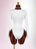 Long Sleeve Lace Patchwork Bodysuit GXIY-K25L1875