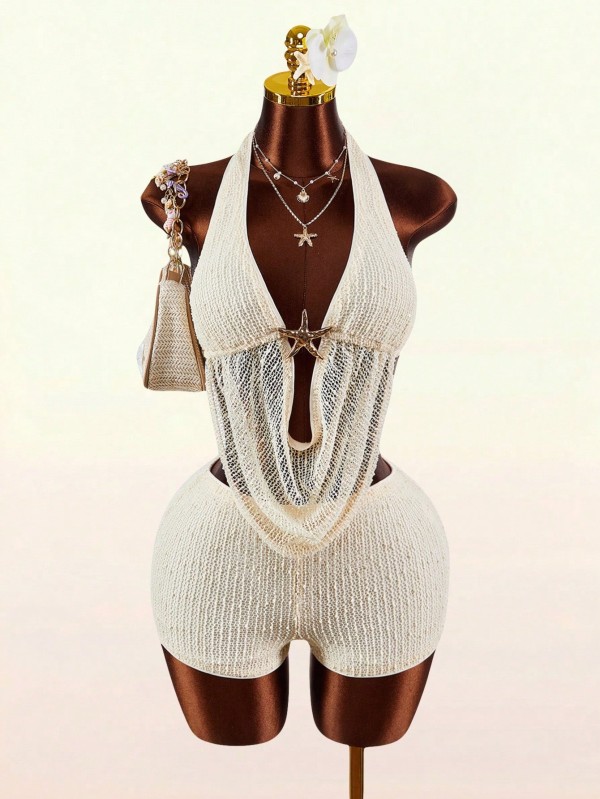Solid Color Backless Tie Up Two Piece Shorts Set GXIY-K26L2118