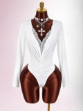 Long Sleeve Lace Patchwork Bodysuit GXIY-K25L1875