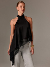 Lace Patchwork Backless Irregular Top GXIY-K25L2038