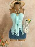 Solid Color Halterneck Mesh Tank Top GXIY-K26L2270
