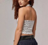 Leopard Print Halterneck Tank Tops GFMA-TE2678