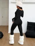 Solid Color Long Sleeve Jumpsuit YWXS-K25L1403