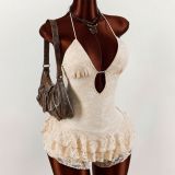Solid Color Lace Backless Patchwork Romper GXIY-K26L2280