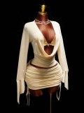 Solid Color Bikini+Tank Top Three Piece Skirts Set GXIY-K26L2046