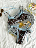 Polka Dot Print Contrast Color Bikinis Swimsuit YWXS-K26L2139