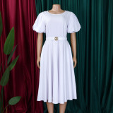 Plus Size Short Sleeve Big Swing Midi Dress GCZF-8659