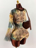 Lace Patchwork Leopard Print Mesh Romper GXIY-K26L2267