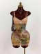V Neck Print Lace Patchwork Sling Mini Dress GXIY-K25L753
