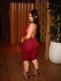 Deep V Neck Backless Tie Up Seventh Jumpsuit YWXS-K26L2184