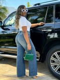 Plus Size Rivet-Detail Straight-Leg Jeans GYLN-4689