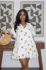 Polka Dots Print Loose Midi Dress GYLY-11188