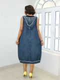 Plus Size Loose Sleeveless Hooded Denim Dress GYLN-7162