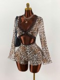 Lace Patchwork Leopard Print Mesh Romper GXIY-K26L2267