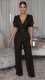 Short Sleeve V Neck Wide Leg Jumpsuit OSM-4498