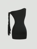 Sexy Solid Color Slash Neck Mini Dress GXIY-K25L1835