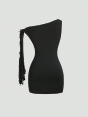 Sexy Solid Color Slash Neck Mini Dress GXIY-K25L1835