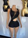 Sleeveless Bandage Hollow Out Tank Top Shorts Suit YWXS-K25L1528