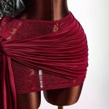 Sleeveless Lace Patchwork Two Piece Skirt Set GXIY-K26L2093
