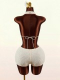 Solid Color Backless Tie Up Two Piece Shorts Set GXIY-K26L2118