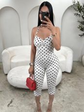 Polka Dots Print Sling Seventh Jumpsuit YWXS-K26L2342
