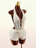 Solid Color Backless Tie Up Two Piece Shorts Set GXIY-K26L2118