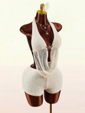 Solid Color Backless Tie Up Two Piece Shorts Set GXIY-K26L2118