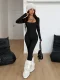 Solid Color Long Sleeve Jumpsuit YWXS-K25L1403