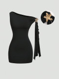 Sexy Solid Color Slash Neck Mini Dress GXIY-K25L1835