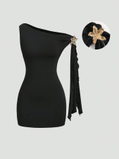 Sexy Solid Color Slash Neck Mini Dress GXIY-K25L1835
