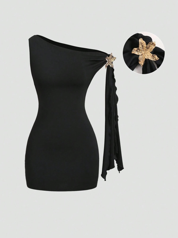 Sexy Solid Color Slash Neck Mini Dress GXIY-K25L1835