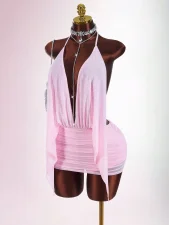 Mesh Backless See Through Mini Dress GXIY-K25L1871