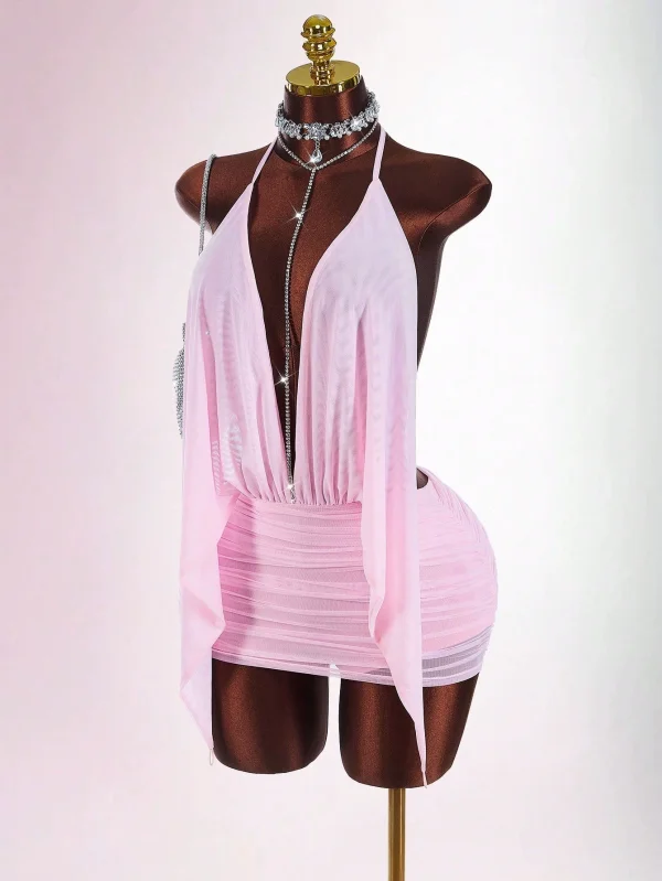 Mesh Backless See Through Mini Dress GXIY-K25L1871