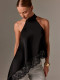 Lace Patchwork Backless Irregular Top GXIY-K25L2038